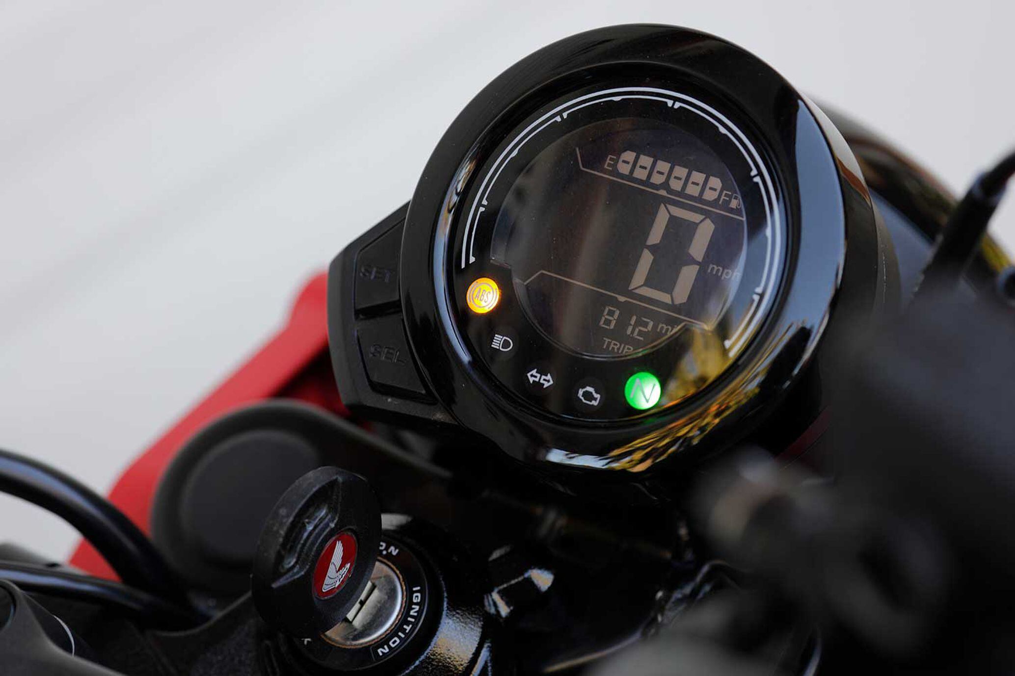 Simple, elegant and clean. The negative backlit LCD display on the Honda Trail 125 is another tasteful, yet modern homage to the original.