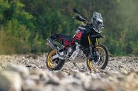 2025 Aprilia Tuareg Rally parked gravel bed