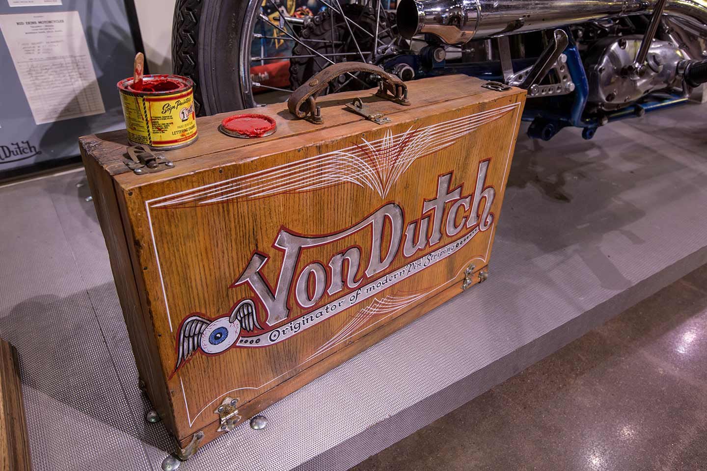 The museum had a wonderful collection of Von Dutch artwork, tools, and motorcycles on display.