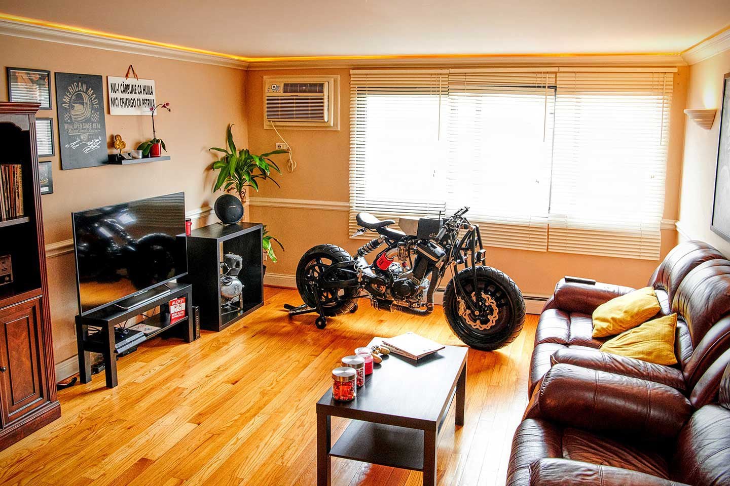 Liviu Alexandru Maslin’s award-winning custom (and very trick) Buell Blast was partially assembled in his (and his wife’s) living room.