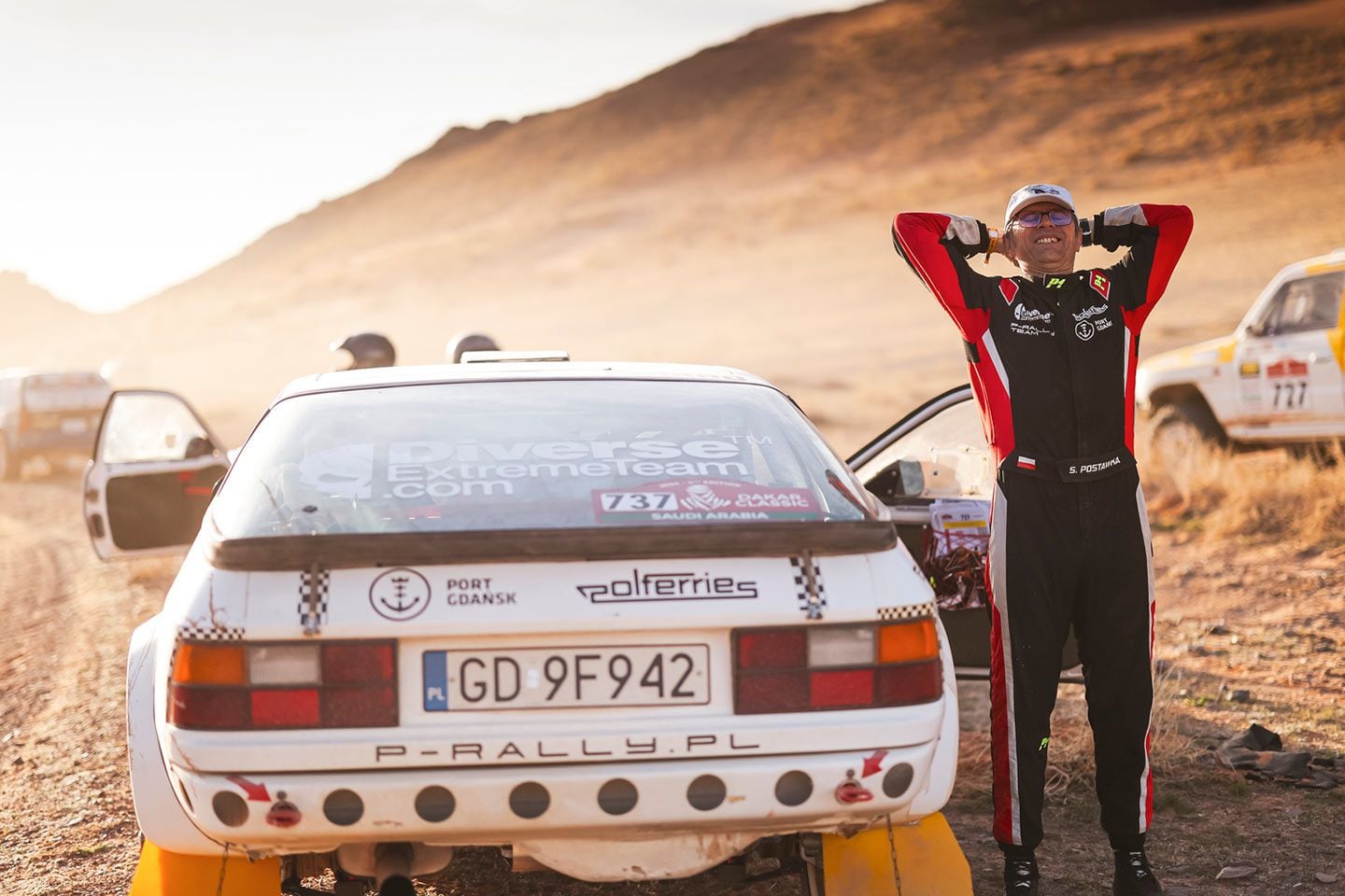Dakar Classic brings out Porsches of a different sort, like Tomasz Staniszewski and Stanislaw Postawka’s P-Rally Porsche 944 (or perhaps 924?), Stage 9.