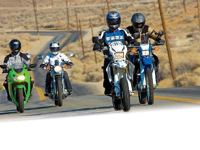 Honda Rebel 250, Kawasaki Ninja 250R, Suzuki DR-Z400SM, Yamaha