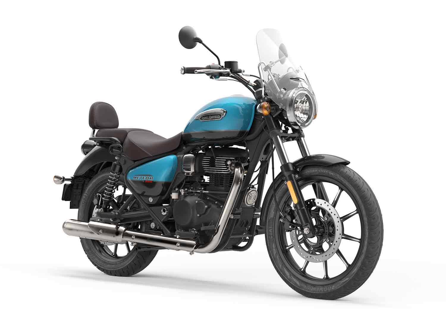 The Royal Enfield Meteor in Supernova Blue.