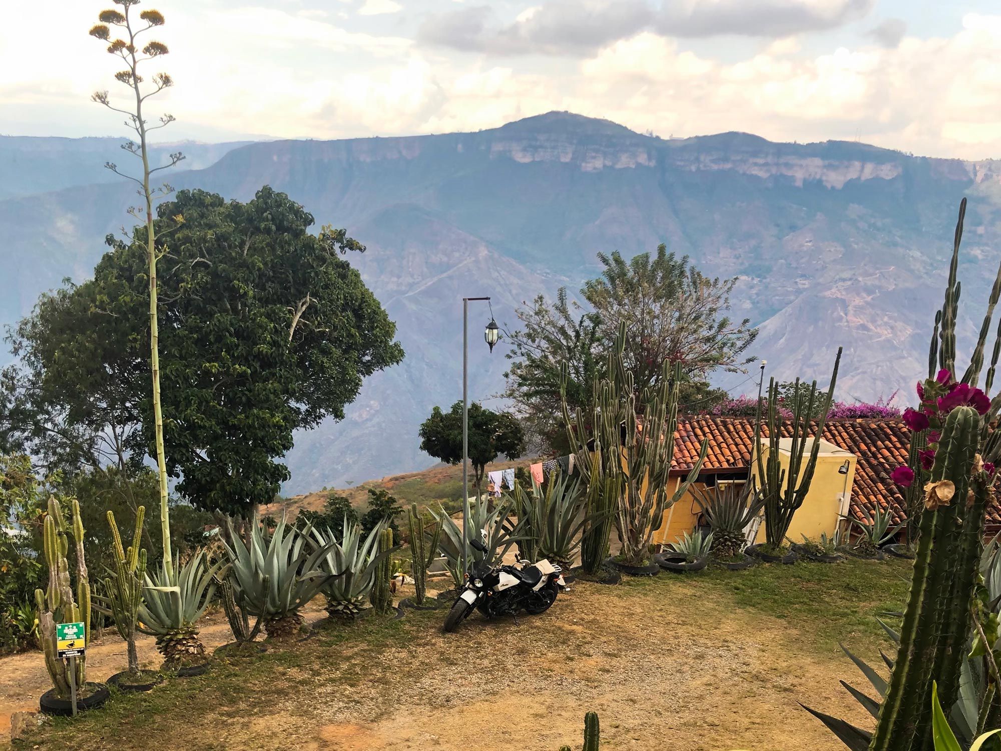 Colorful canyon views at the Cabanas Campestres lodging near the Chicamocha National Park entrance.