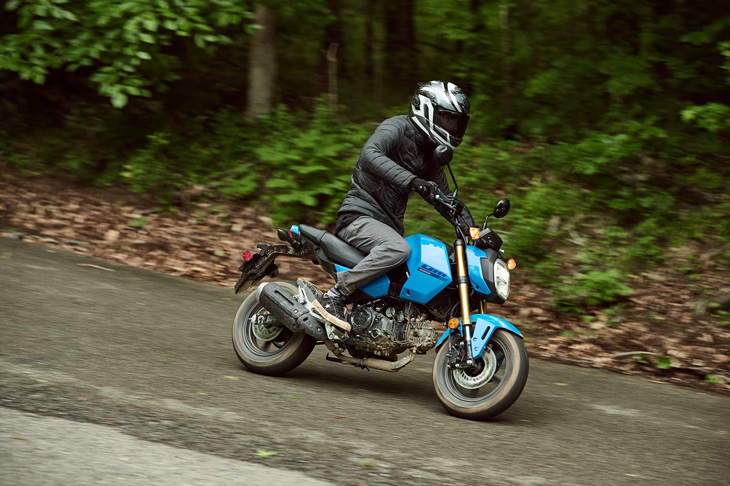 The Honda Grom is an absolute blast to ride. Whether you are traveling down a country road, cruising through town, or racing on a go-kart track this minimoto provides endless fun.