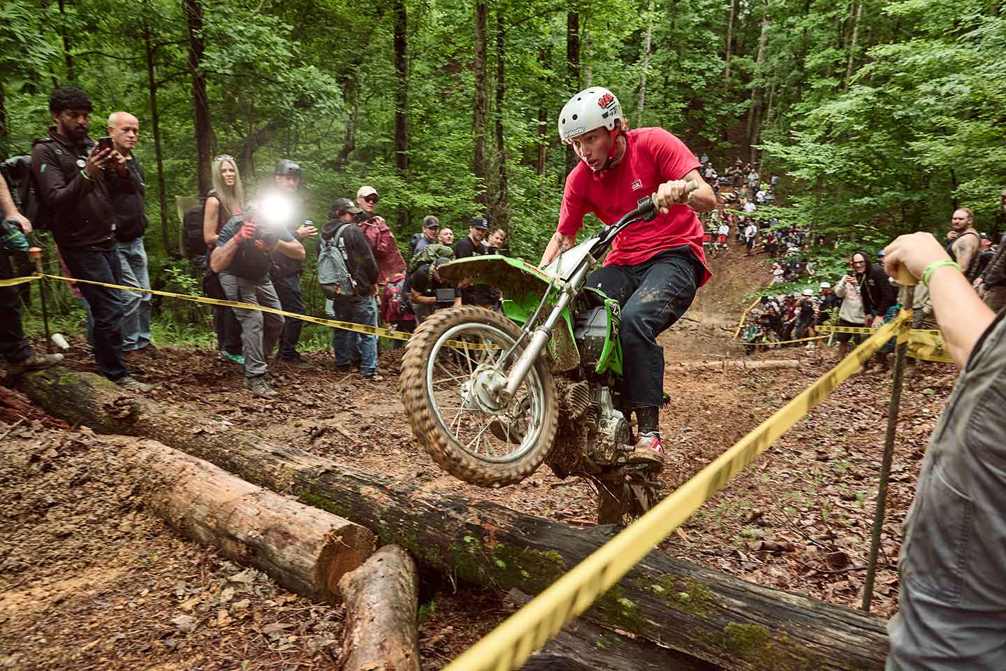 The conventional pitbikes had the upper hand in the hill climb over the Honda Groms and Monkeys.