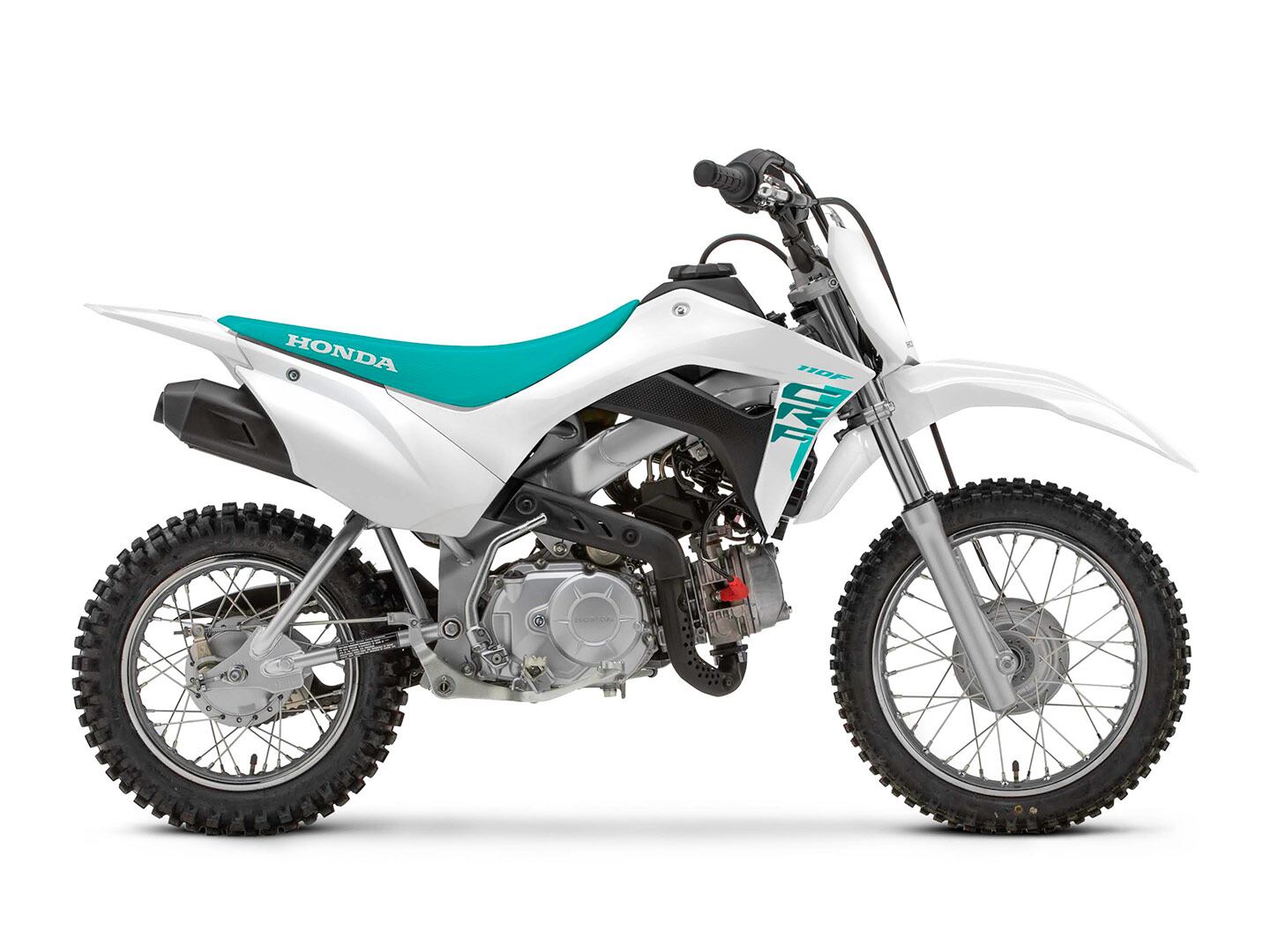 More ’80s and ’90s color inspo: the 2025 Honda CRF110F in white.