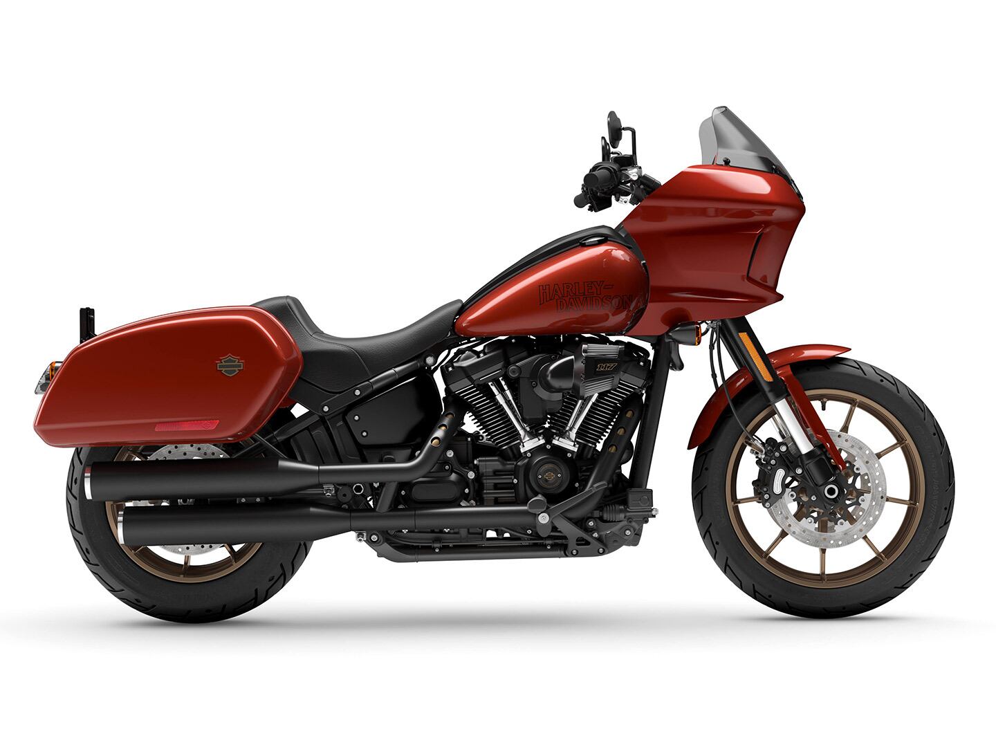 Starting to feel the West Coast vibes? The Harley-Davidson Low Rider ST with hard bags and frame-mounted fairing.