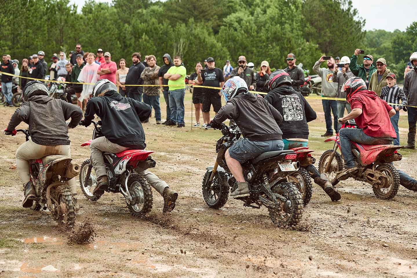 Five racers go for glory as they sprinted toward the first turn and tried to pull a holeshot.