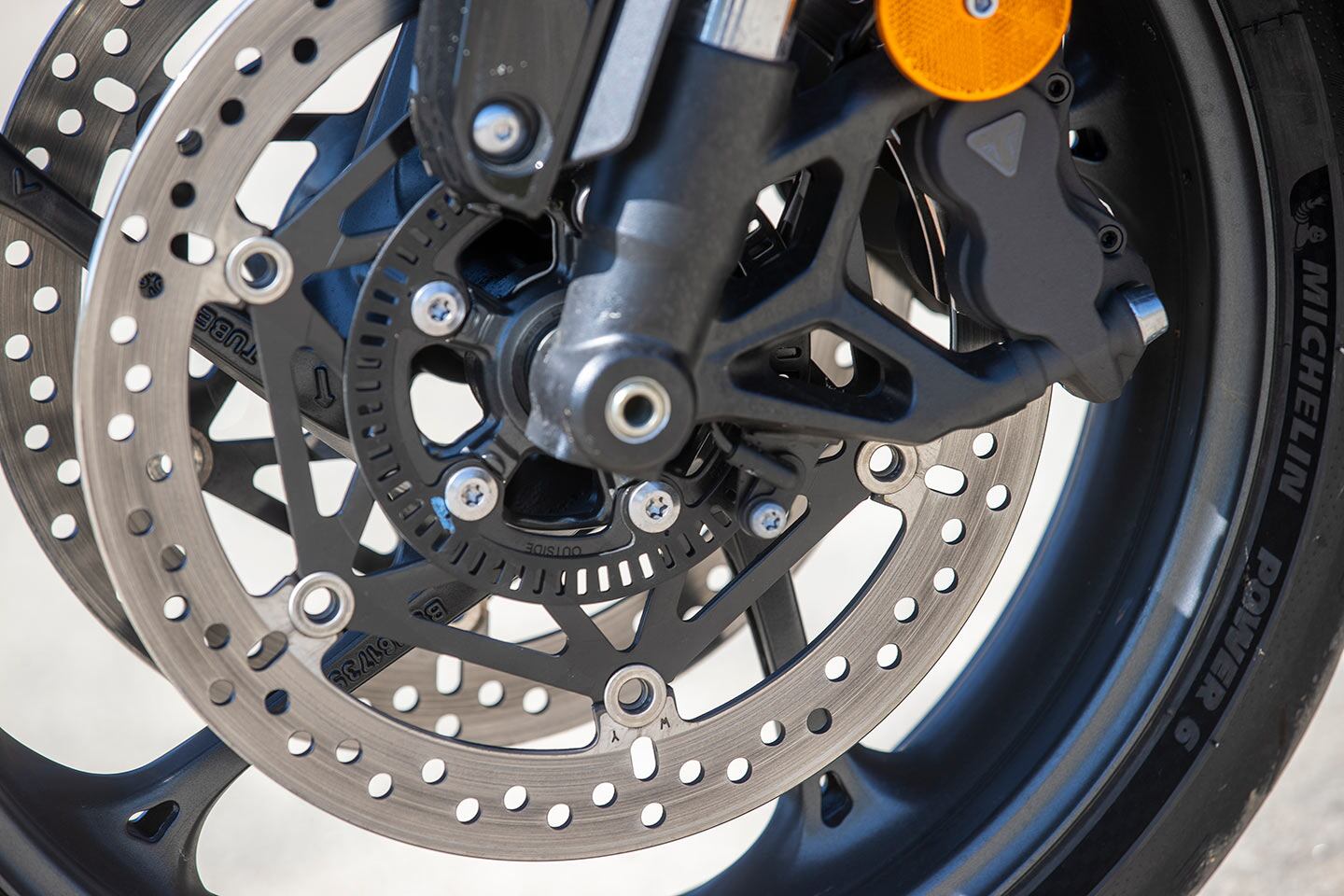 2024 Triumph Daytona 660’s brakes.